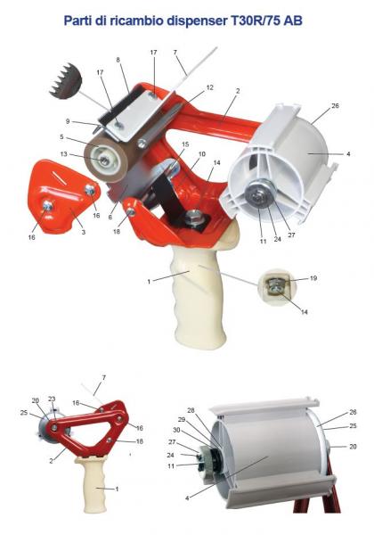 Parti di ricambio dispenser T30R/75 AB