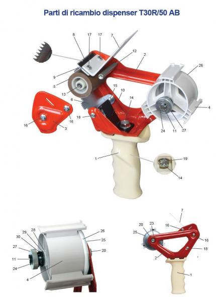 Parti di ricambio dispenser T30R/50 AB