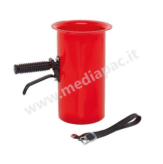 Distributore ad imbuto con elastico di fissaggio