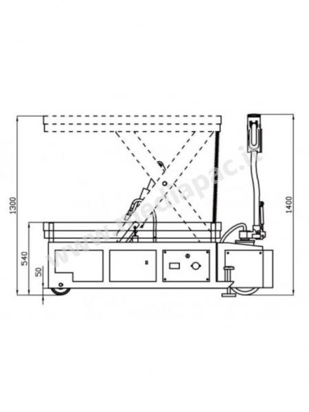 Piattaforma elettrica su ruote - vista ingombri